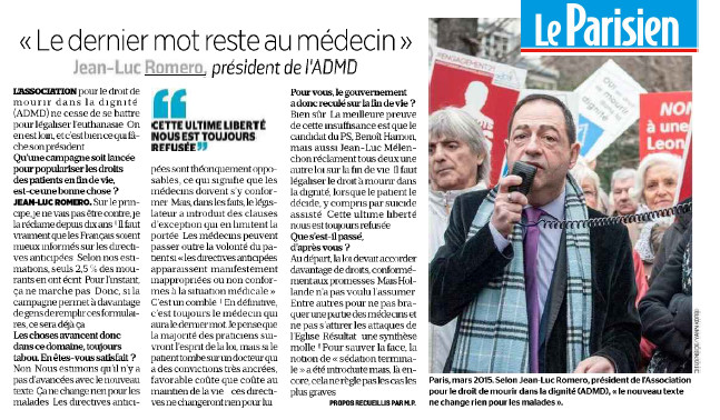 "L'ultime liberté de choisir sa #FindeVie nous est toujours refusée" JL Romero dans le Parisien "L'ultime liberté de choisir sa #FindeVie nous est toujours refusée" JL Romero dans le Parisien